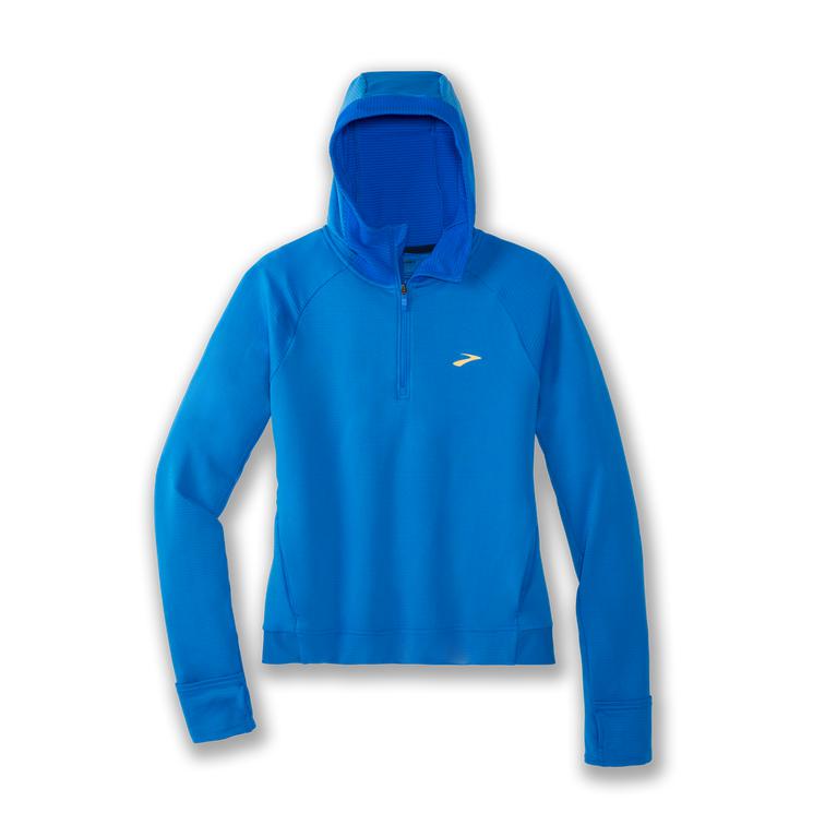 Brooks Women's Notch Thermal Fleece Running Hoodie - Blue Bolt (AHPF56129)